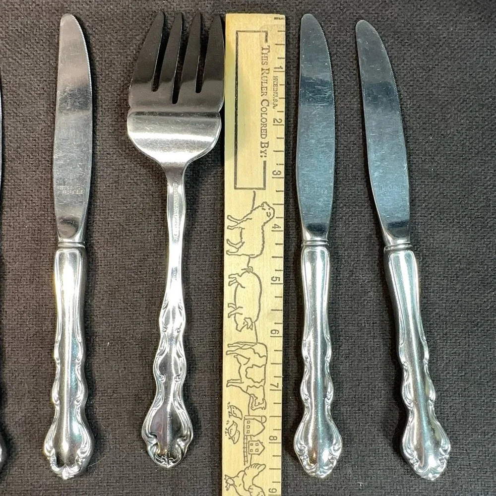 Reed & Barton REGENCY Stainless Steel Flatware Meat Fork Dinner Knife Lot Of 5